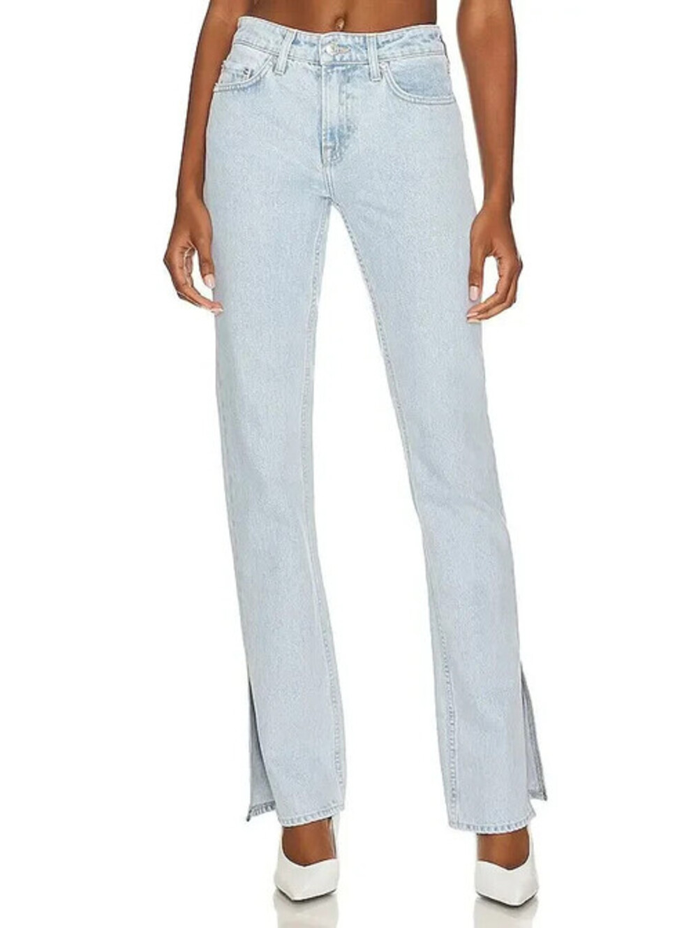 GRLFRND Low Rise Boot-Cut Jeans With Slit Hem Hailey arches blue 30 $225msrp